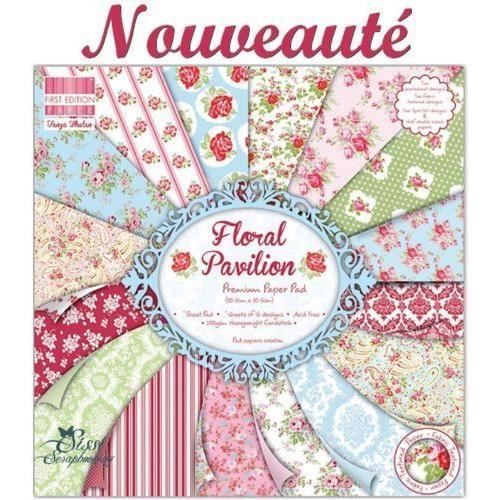 LOT 16 FEUILLE PAPIER CARDSTOCK FLORAL PAVILION FLEUR PASTEL