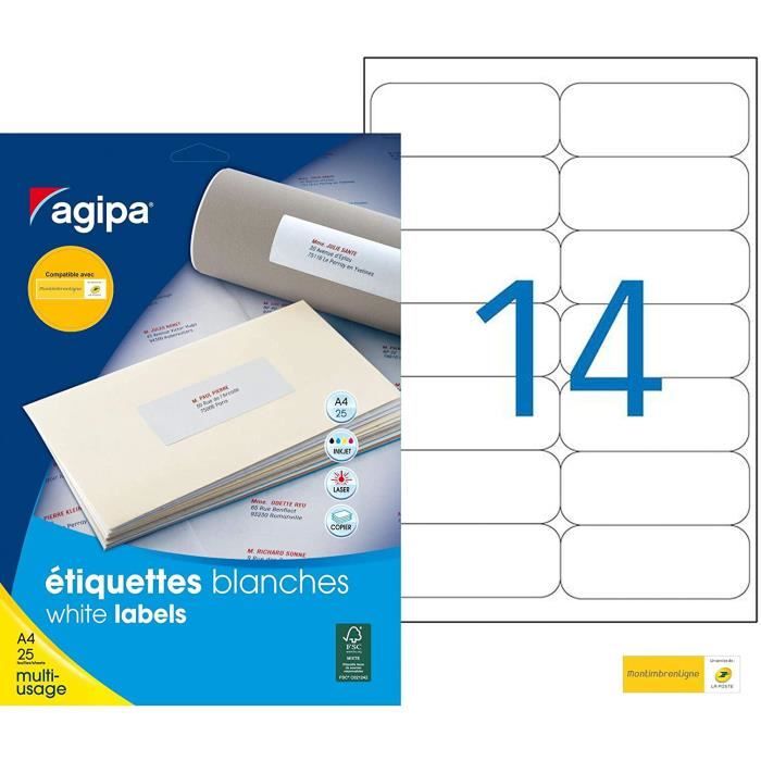 Raylu Paper ® - Lot de 100 étiquettes autocollantes blanches en papier A4 pour imprimante à jet d'encre laser et photocopieuses, 1 étiquette par feuille (210 x 297 mm