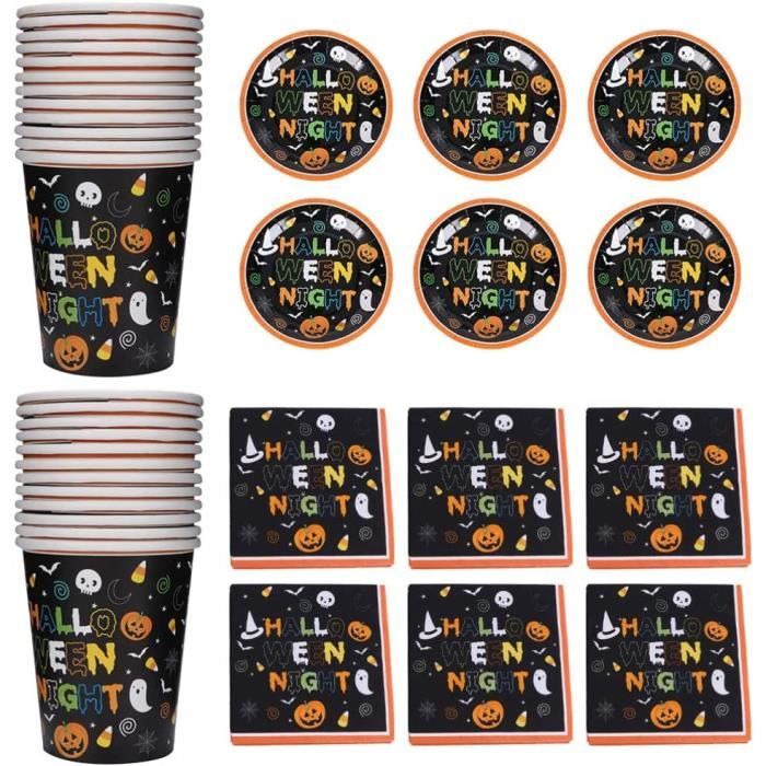 Vaisselle D'Halloween, Assiette à Dîner Jetable Serviette Couteau