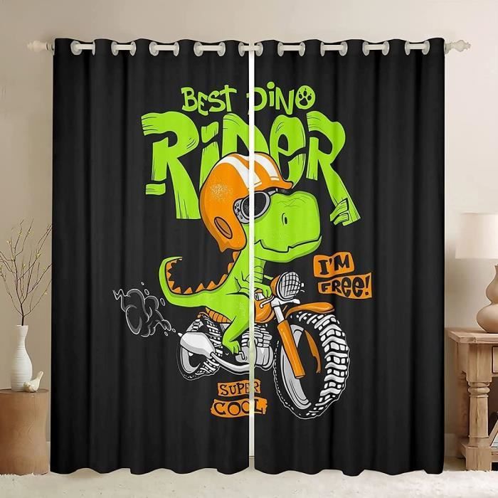 Rideau Occultant Dinosaure Pour Enfant - Lot De 2 Rideaux Colorés à Oeillets, 117x183 Cm, Pour Chambre, Salon Ou Cuisine