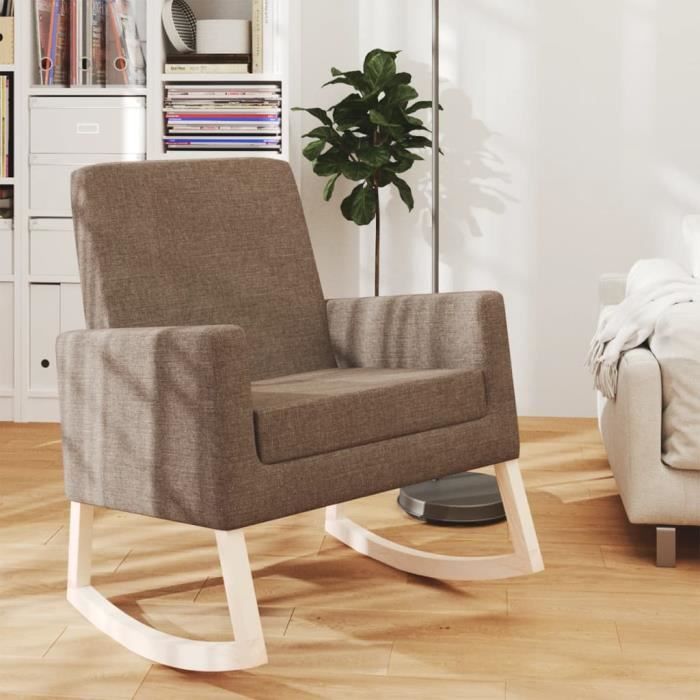 superbe© fauteuil à bascule-chaise tv de salon - contemporain - taupe tissu - 5186