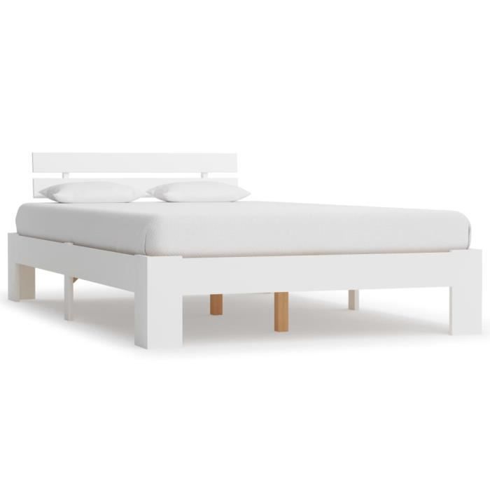 Cadre de lit Blanc Bois de pin massif 140 x 200 cm-1773