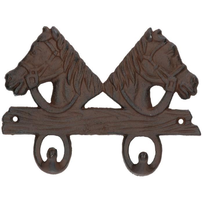 Deux rustique en fonte Patere Horse Accueil Jardin dequitation 3x15x20.5cm