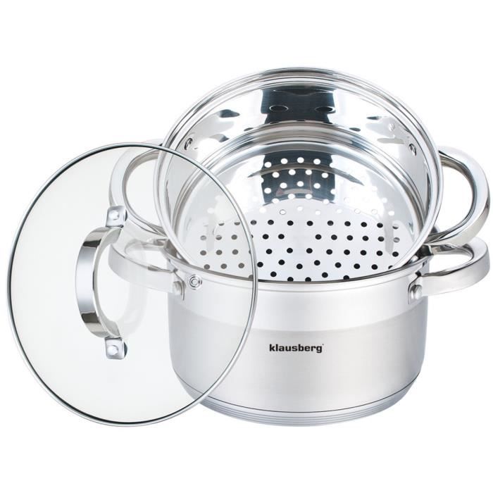 Ensemble de pots à vapeur - Klausberg KB-7135 - 3 éléments - Ø18 cm - Acier inoxydable