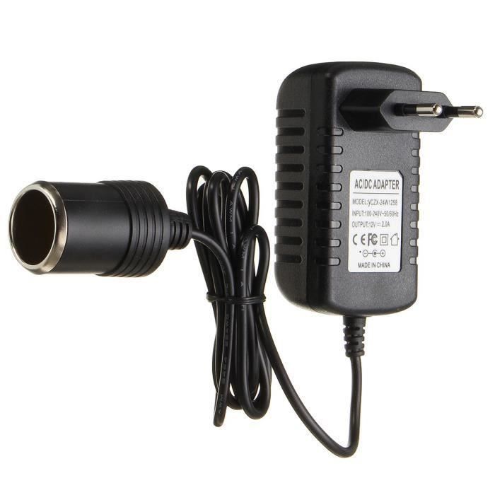 Adaptateur Allume-cigare Secteur 220V Vers 12V - Prises EU - Puissance Max 6W (0.5A) - Pour GPS, Caméra, Appareils Basse Consommation - 7
