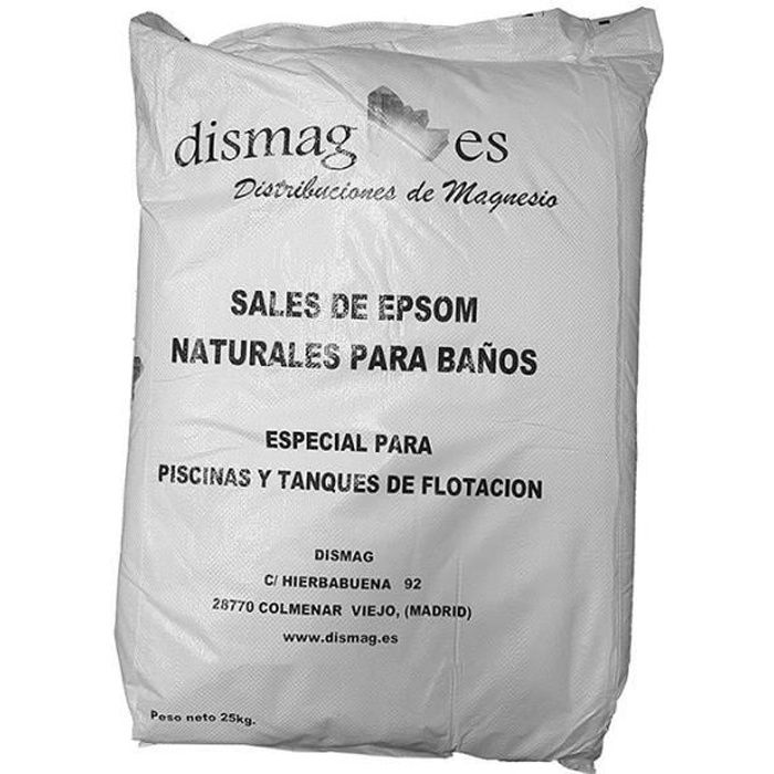 Sac Sel d’Epsom 25 Kg, Source concentrée de Magnésium, Sel 100% Naturel. Bain et Soins Personnels