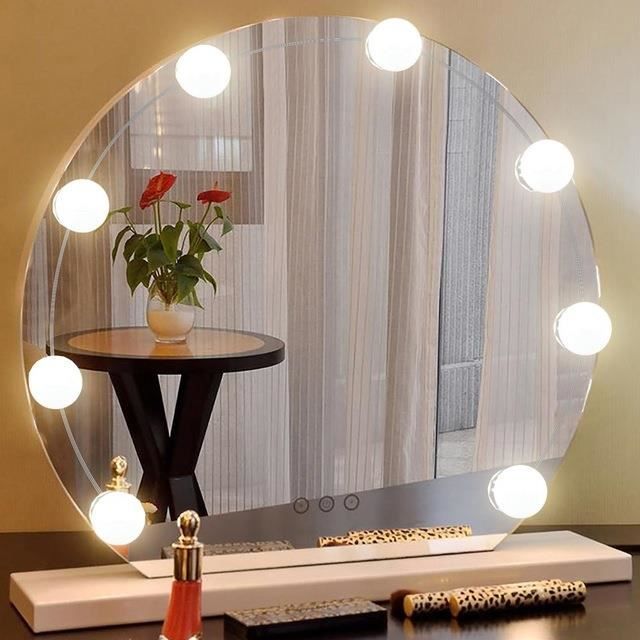 Kit de lumières de miroir de vanité à led de style hollywoodien avec 10  ampoules dimmables pour la coiffeuse de maquillage et la prise  d'alimentation dans la bande de luminaire, V