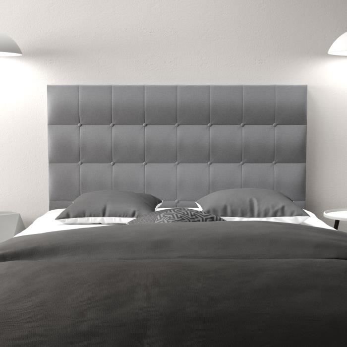 Tete De Lit 160 Cosyra Tissu Bois 160x118x8 Couleur Gris Clair Cdiscount Maison