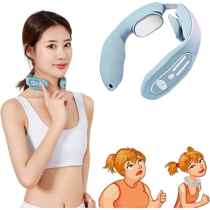 Appareil de massage lymphatique des points d'acupuncture du cou EMS, masseur du cou de drainage lymphatique avec 12 modes USB
