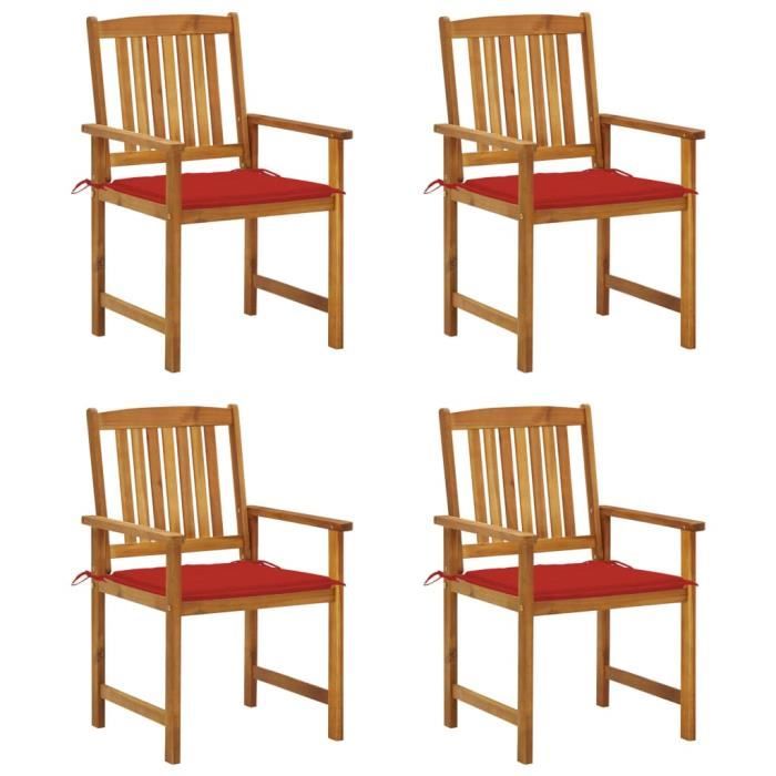 BONNE® 79840 Chaise de salon - Lot de 4 Chaises de metteur en scène avec coussins Luxueux - Acacia massif
