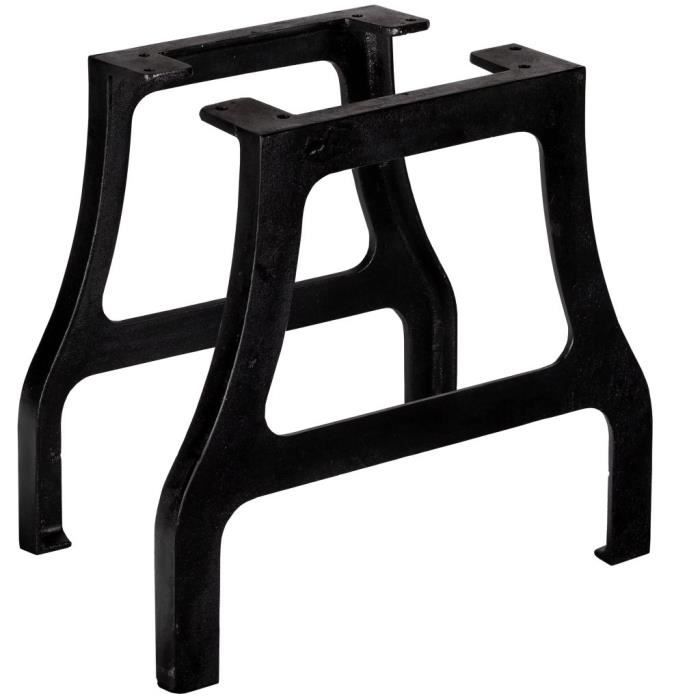 lot de 2 pied de table basse - joli & mode 8446 - support de table en fonte - style industriel - noir laqué