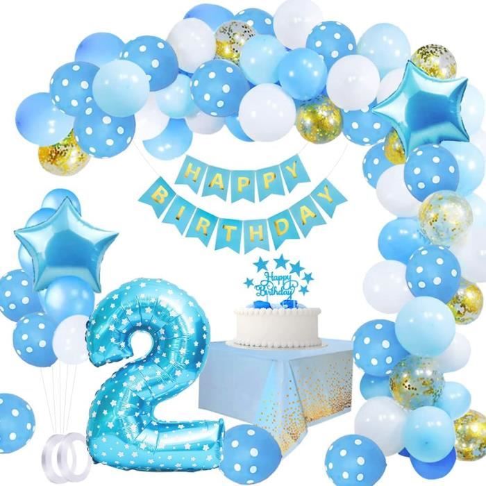 2 Ans Anniversaire Garcon 2 Ans Ballon Anniversaire Decoration Bleu Banniere Joyeux Anniversaire Deco 2ans Garcon Bleu Ballon 2 Num Cdiscount Maison