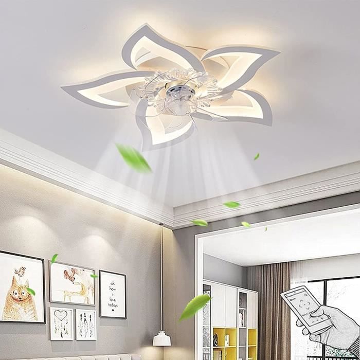 lampe de ventilateur de plafond moderne et silencieuse pour les lumières Ventilateur de plafond à LED avec éclairage/plafonnier de chambre en forme de fleur/dimmable avec télécommande 