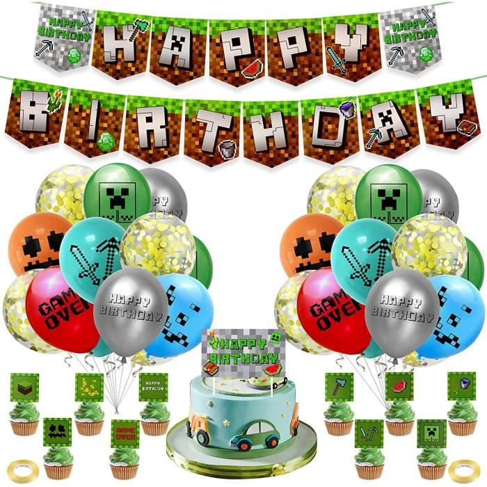 PushingBest Décoration d'anniversaire, décoration de fête d'anniversaire  Minecraft - Ballons - Décoration d'anniversaire - Déco[115] - Cdiscount  Maison