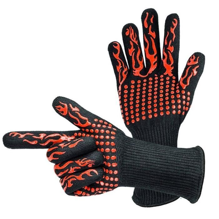Paire De Gants De Four Résistants à 800°C – Silicone, Certification EN407, Pour Barbecue, Cheminée, Soudure