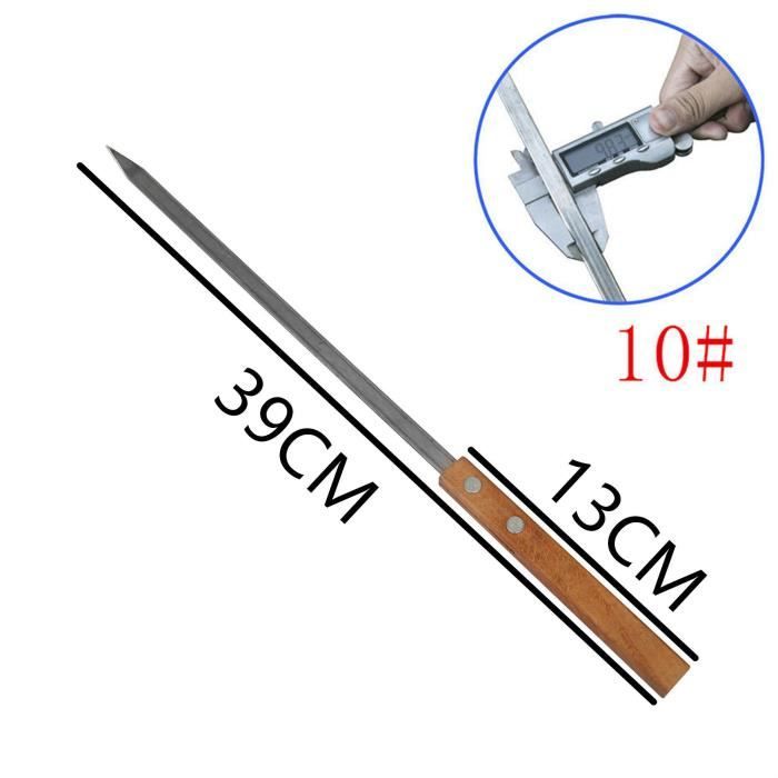 Lot de 15 brochettes professionnelles en acier inoxydable pour barbecue - Extra larges : 1 cm - Extra solides - Épaisseur : 2 mm - Pour viande et légumes, brochettes de chachkebap, mangue, champagne