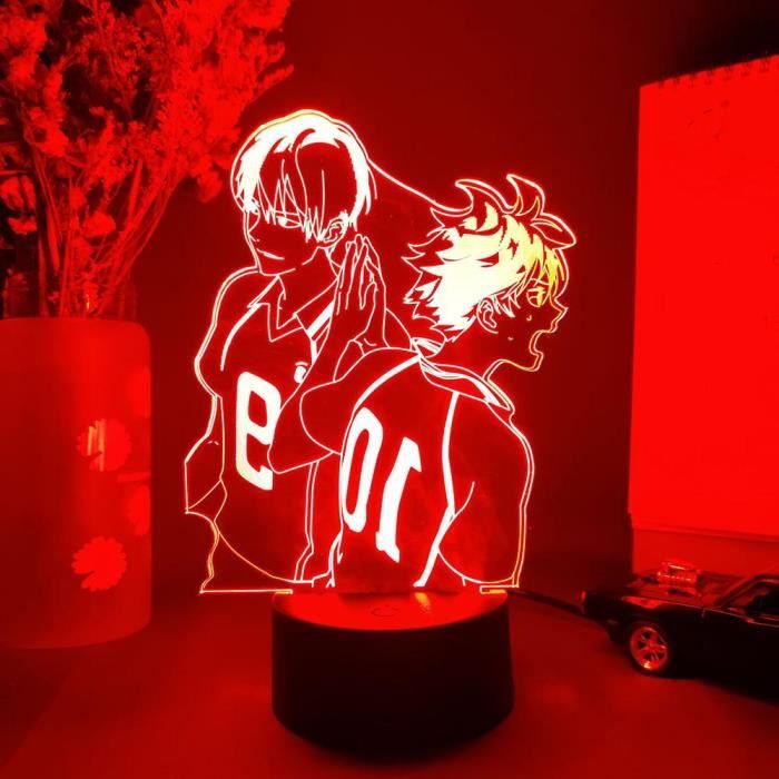 16 Couleur Avec Telecommande Lampe 3d Avec Capteur De Nuit Dessin Anime Haikyuu Decoration De Table De Ch Cdiscount Maison