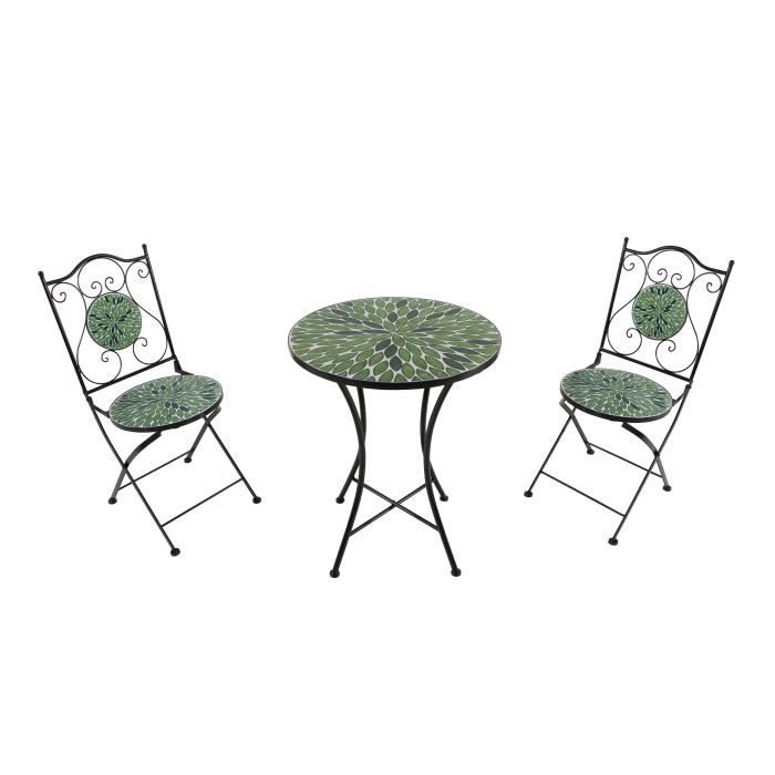 AXI Amélie Table et Chaise Bistrot 2 Chaises 1 Table Ensemble Bistro Extérieur Mosaique Gris/Marron - Salon de Jardin Bistrot