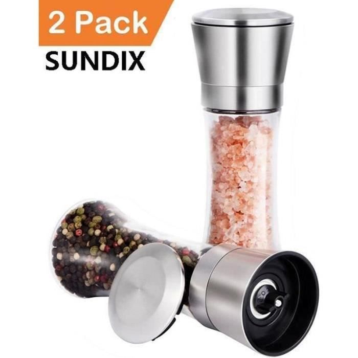 Moulin à Poivre Et Salière Transparent – Lot élégant En Plastique 2 Pièces