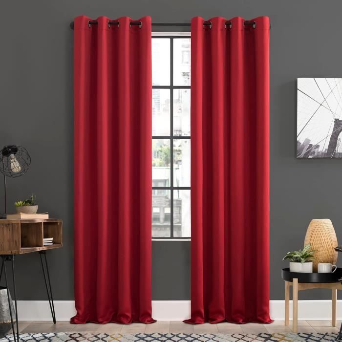 Rideaux Rouges Ouver Soho Lot De 2 Rideaux Occultants À Œillets Écoénergétiques - 137,2 X ...