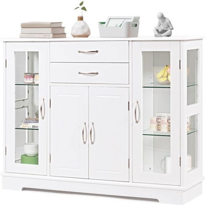 COSTWAY Buffet de Cuisine Meuble de Rangement 107 x 30 x 82 CM Blanc Armoire pour Cuisine et Salon COSTWAY Buffet de Cuisine Meuble de Rangement 107 x 30 x 82 CM Blanc Armoire pour Cuisine et Salon