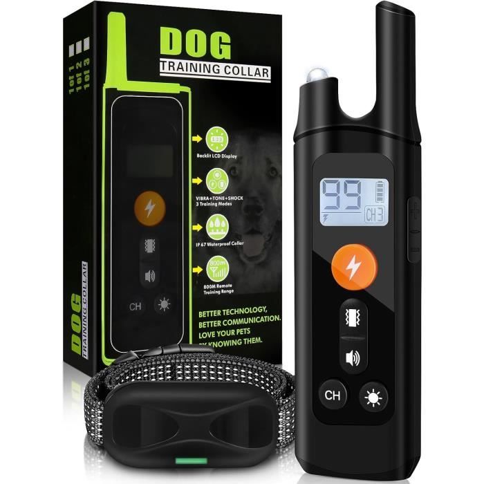 Collier de Dressage pour Chien avec Télécommande pour Chiens de 3 à 55 Kg Rechargeable Collier Anti Aboiement Étanche 4 Modes