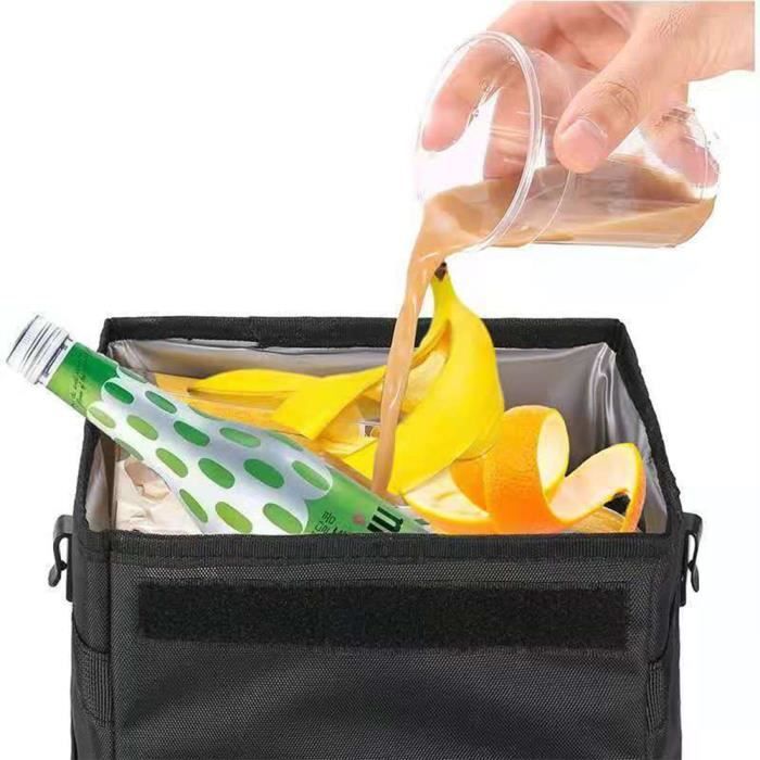 Poubelle De Voiture Suspendue Pliable En Cuir PU Imperméable – Grande Capacité, Anti-fuite, Gris élégant – Organisateur Déchets Auto