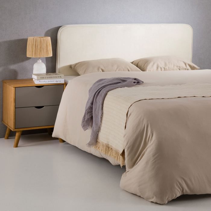 IDIMEX Tête De Lit NOVARE 160cm Tissu Rembourré Grège - Design Arrondi Moderne Fixation Murale
