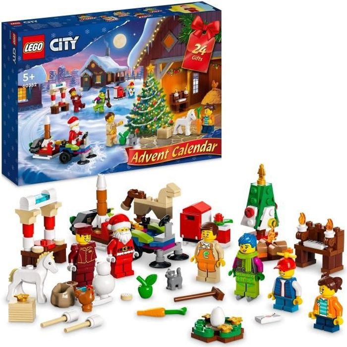 calendrier de l'avent lego city 60352 - figurine père noël - cadeau pour enfants