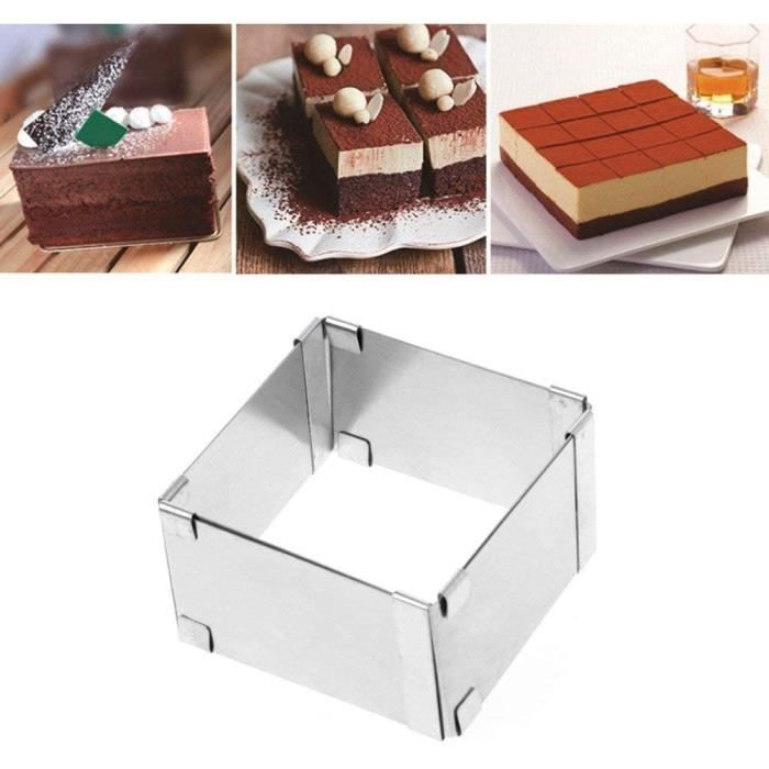 Cadre à Pâtisserie Rectangulaire Réglable En Acier Inox - 10 Cm De Haut Avec Diviseur Et Spatule