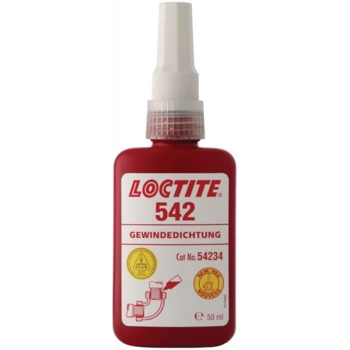 Loctite Produit détanchéité - 542 - 10ml - Rouge - Prévient les fuites et desserrages