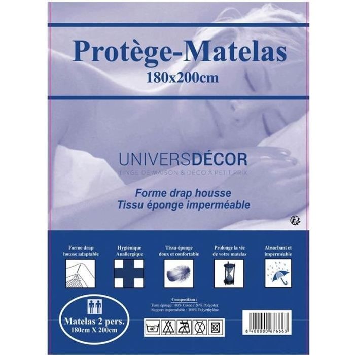 Protège-matelas imperméables absorbant et anti-acariens 180 x 200 cm Protège-matelas imperméables absorbant et anti-acariens 180 x 200 cm