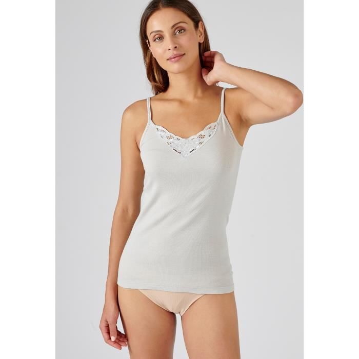 Canotta in modal off-whe con tulle ricamato - La Perla - alia