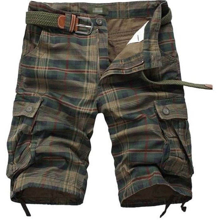 Short Bermuda Homme Cargo,Eté En Coton Décontracté Randonnée Pantalon Court Travail Avec Multi-Poches De Sport Cargos Taille Elastique Baggy Shorts Short Cargo Homme