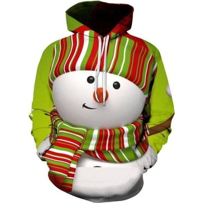 Sweat à Capuche De Noël Pour Femme - Imprimé Père Noël, Gnomes, Surdimensionné - Coton/polyester, Avec Poches