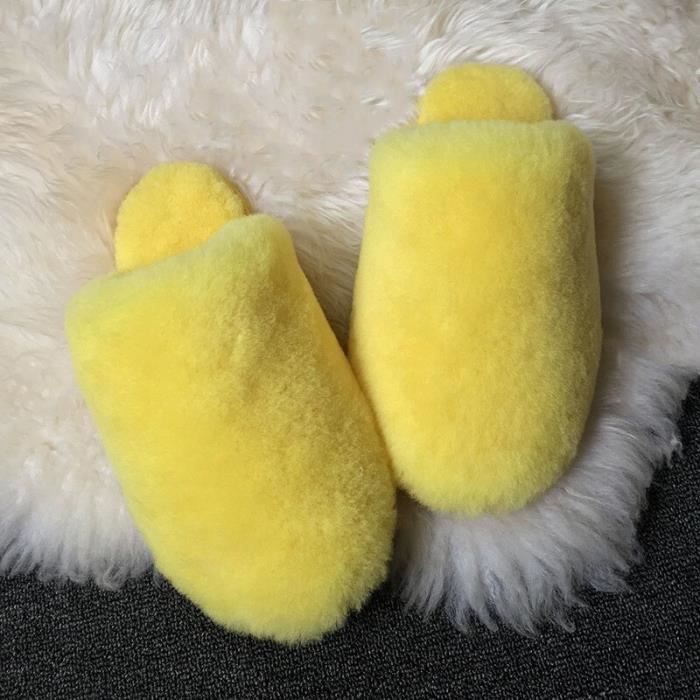 Chaussons/Pantoufles 100% Laine De Mouton - Doublure Fourrure - Taille 39 - Gris - Fait Main Pologne