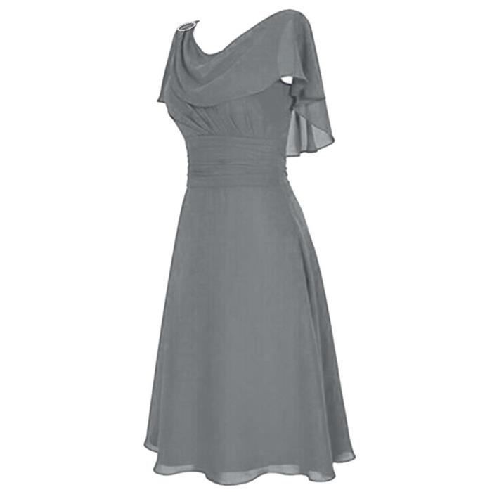 lukcolor robe de cocktail demoiselle d'honneur mariage formel pour femme 1pc robe gris