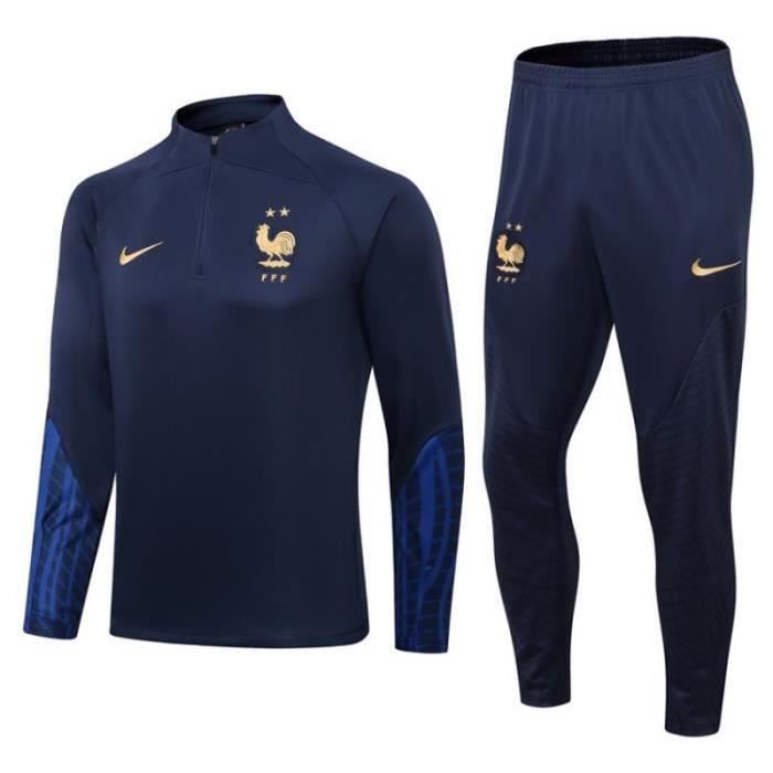 France Survetement de Foot Homme 2022 2023 Nouveau 2 Etoiles Maillot de Football Pas Cher Survet Kit Cdiscount Sport