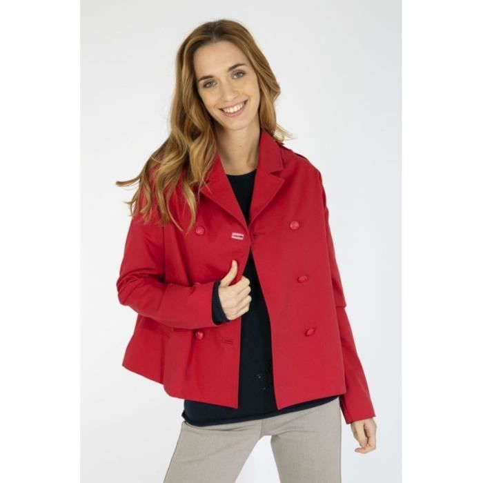 Caban femme deperlant rouge Armor Lux Court Double boutonnage Col avec revers Rouge Cdiscount Pret a Porter