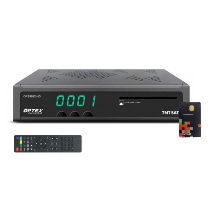 OPTEX ORS9992 Récepteur TV Satellite HD Timeshift EPG Péritel HDMI + Carte TNTSAT 3 Noir