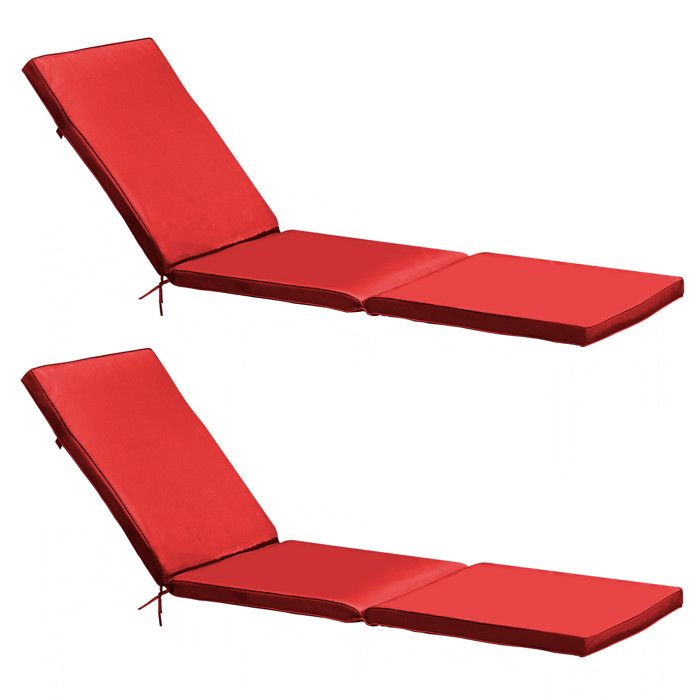 Lot de 2 coussins bain de soleil polyester rouge 186 x 53 x 5 cm Picchu - Oviala