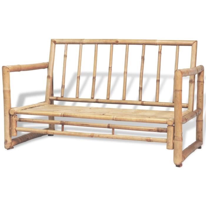 BANQUETTE - UMR - Brun Canapé de jardin à 2 places avec coussins Bambou -[eo1DjH]
