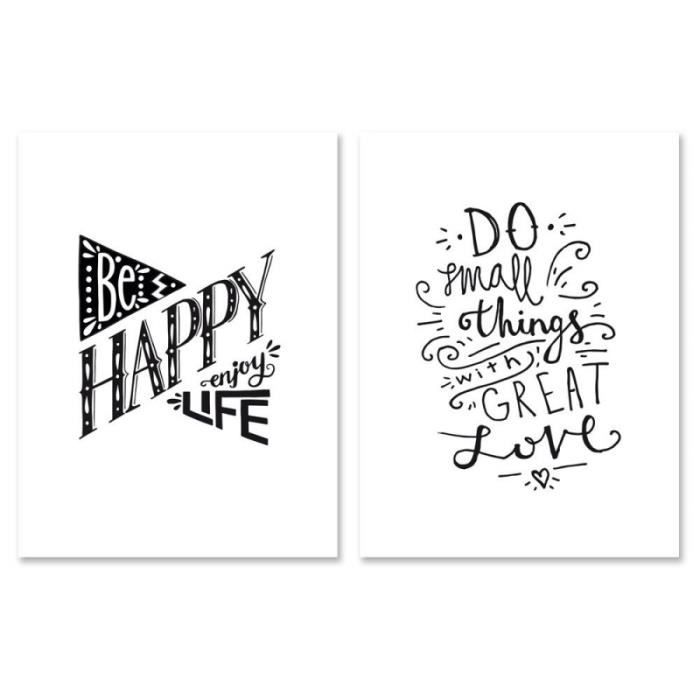 Lot De 2 Affiches Murales Citation Be Happy 30x40cm Cdiscount Lot De 2 Affiches Murales Citation Be Happy 30x40cm Cdiscount