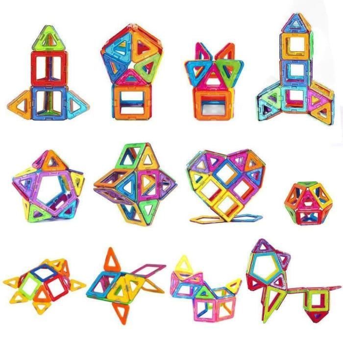 Lot De 100 Blocs De Construction Magnétiques Montessori, 3 Jouets