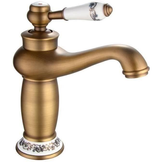 Mitigeur lavabo ROUSSEAU MARPLE vieux bronzé cartouche céramique et aérateur réducteur de débit