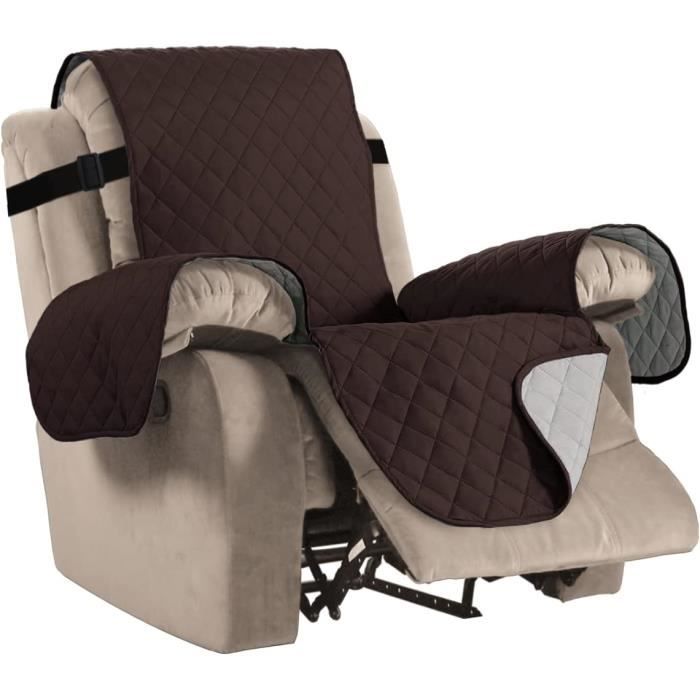 Housse de Fauteuil Inclinable en Velours Housse de Canapé Inclinable Antidérapante Housse de Canapé Inclinable Protecteur de Meubles avec Sangles Élastiques Beige