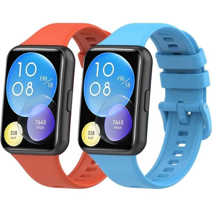 Bracelet Silicone Pour Suunto Spartan Trainer Wrist HR - Noir/Blue/Orange - Remplacement Montre Sport