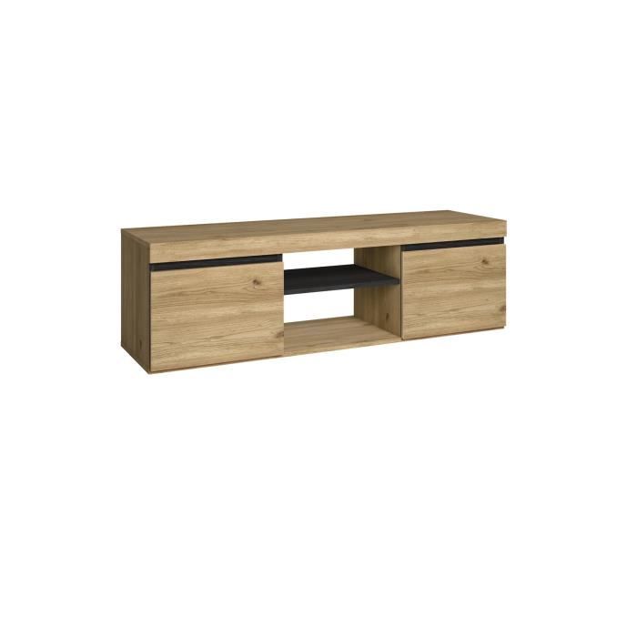 Meuble TV mod.NATURALE couleur Chêne/Noir 2 portes et 2 logements 140x40x41cm RF890 Meuble TV mod.NATURALE couleur Chêne/Noir 2 portes et 2 logements 140x40x41cm RF890