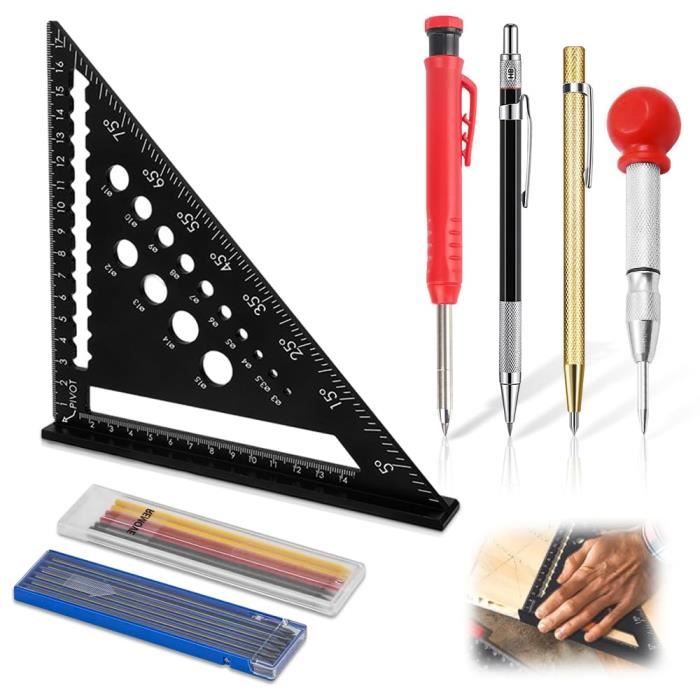 Equerre Menuisier, équerre Charpentier Multifonction 180 mm, Haute