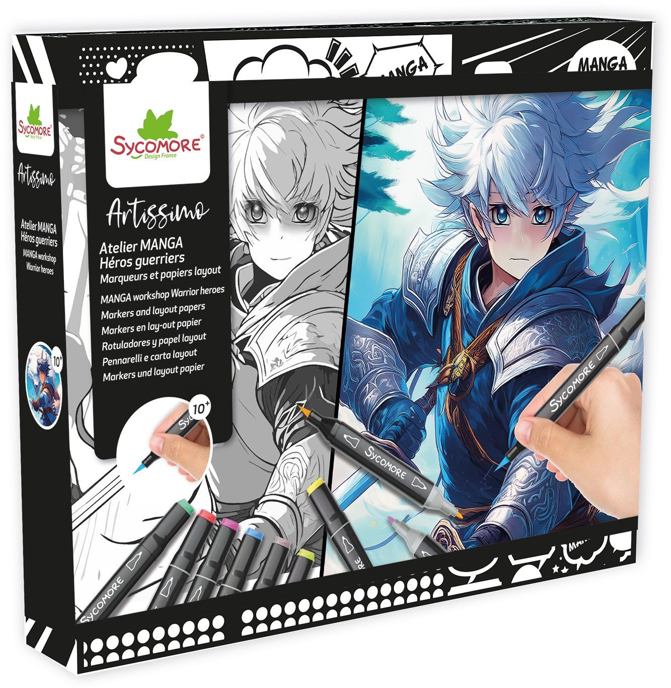 Coffret créatif - SYCOMORE - Layout et marqueurs - Héros guerriers - Dès 10 ans